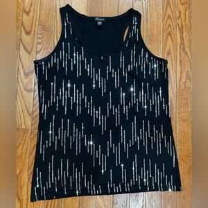 Feathers Black Sequin Tank Top